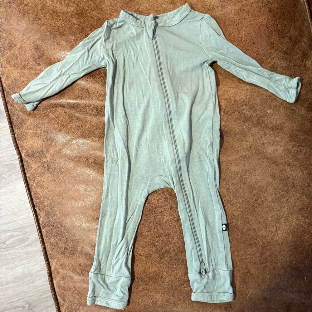 Kyte BABY Sage Green Zipper Footie One-Piece